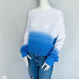 NWT | Abound | Crop Sweater Knit Top Long Sleeve White Blue Gradient L